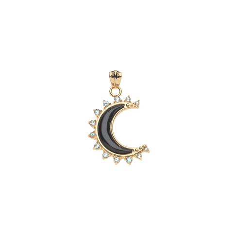FOREVER Nightfall Onyx Crescent Moon Pendant Classic Rolo Chain