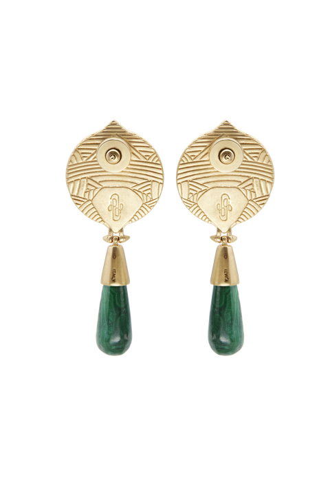 The Hathor Teardrop Earrings Malachite
