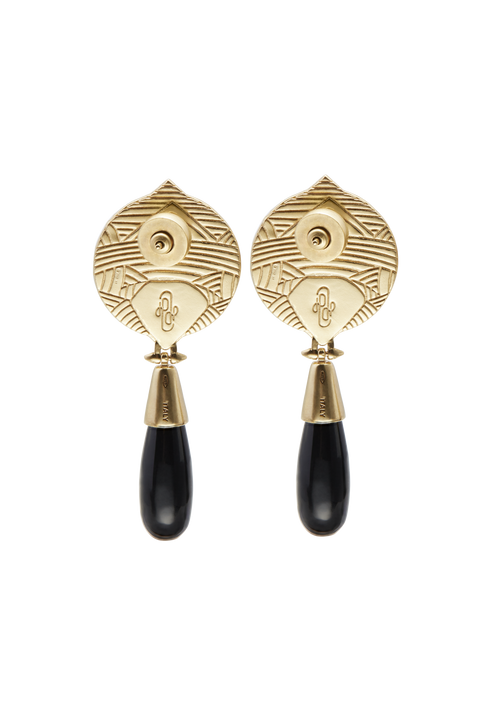 The Hathor Teardrop Earrings Onyx