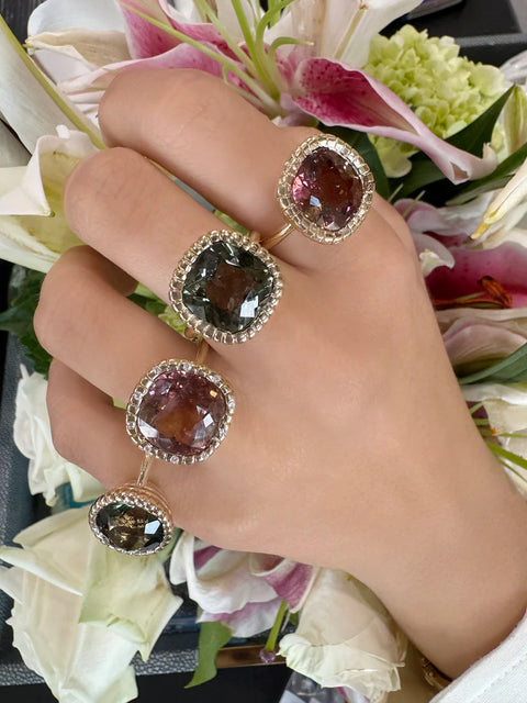 Pink Tourmaline and Diamond ring, 9.56 tc, .20 tcd