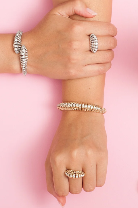 Bubbles Yellow Gold Straight Ring