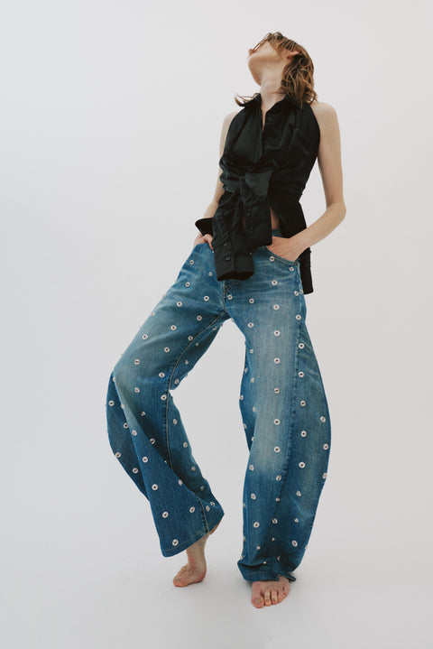 Deconstructed Shirt Halter Neck Top