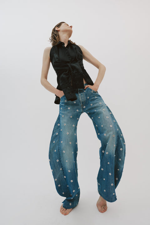 Deconstructed Shirt Halter Neck Top