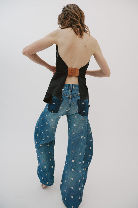 Deconstructed Shirt Halter Neck Top