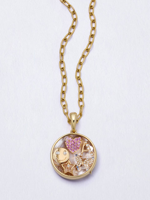 Pink Sapphire Eternal Heart Charm