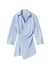 Ghost image of the blue and white stripe mini wrap shirtdress on a white background
