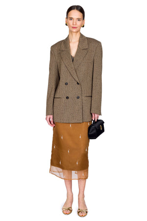 Slub Herringbone Double-Breasted Blazer