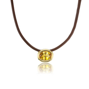 Scuba Leather Choker With Citrine
