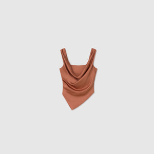 Ghost image of the petra cowl neck top in dark blush pink.