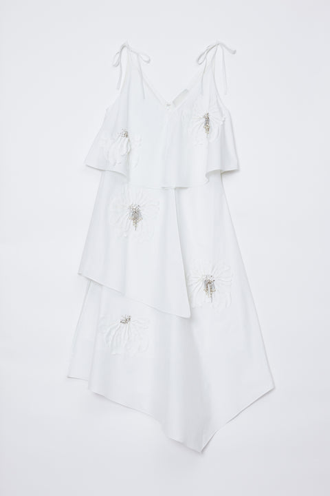 Layered Midi Dress With Floral Applique