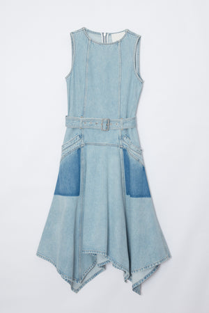 Ghost Patch Sleeveless Midi Denim Dress