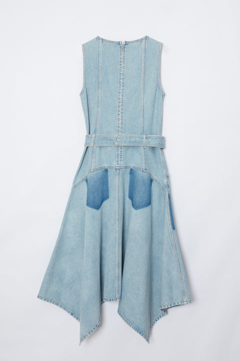 Ghost Patch Sleeveless Midi Denim Dress
