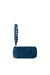 Blue suede bean bag shown with the beaded strap used as a wristlet