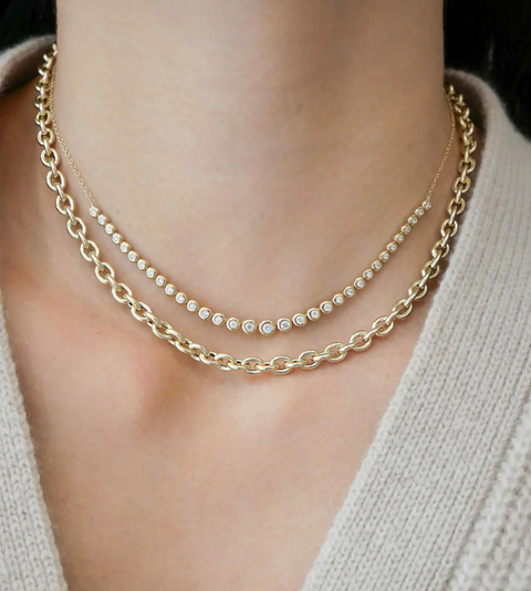 Graduated Diamond Pillow Necklace