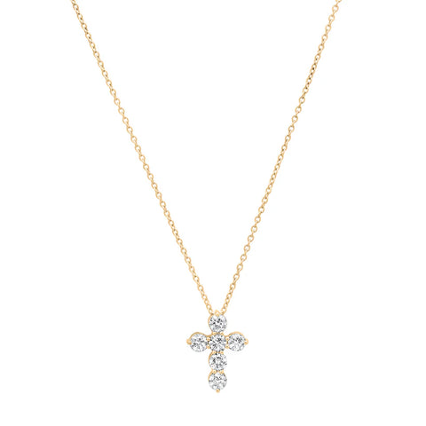 14K YG Alix Modern Cross necklace