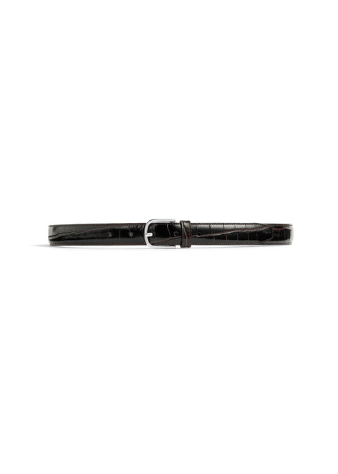 Slim Croco-Embossed Trouser Belt