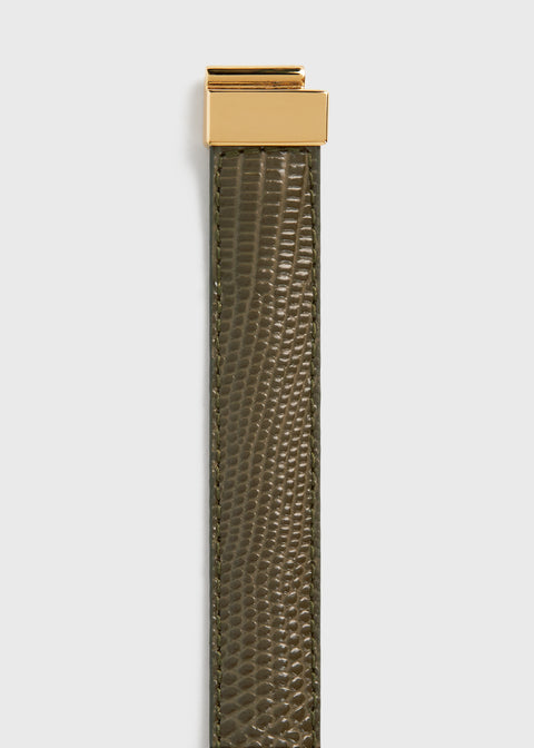 Slide Clasp Lizard-Embossed Belt