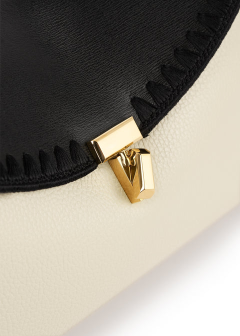 T-Lock Embroidered Leather Clutch