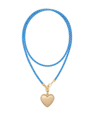 Long Happy Cord Necklace With Medium Ridged Heart