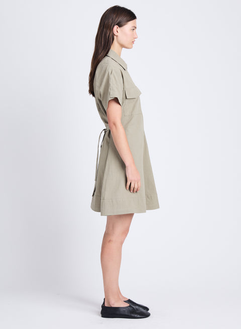 Carmine Dress In Solid Cotton Crinkle