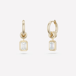 Zahra Hoop Earrings With Emerald Cut Diamond