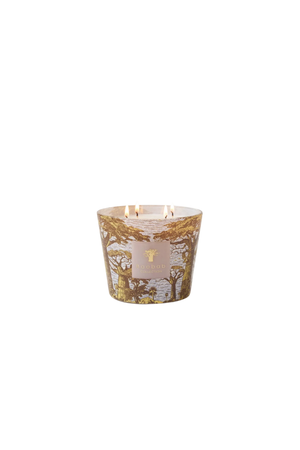 Four wick candle in vessel with yellow trees/ 