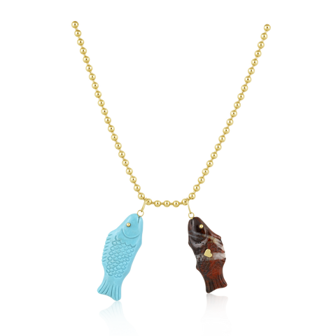 Carved Stone Swedish Fish Pendant