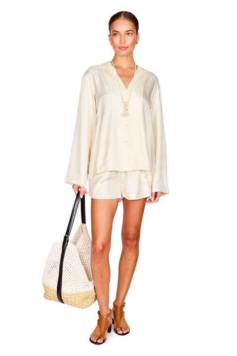 Monogram Silk PJ Top