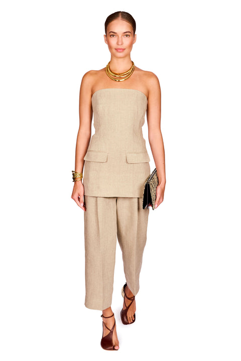 Double-Pleat Linen Trousers