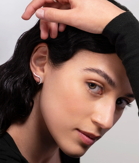 Halo Half Pave Earrings
