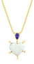 Ghost image of white opal heart chain necklace with blue tanzanite and white diamonds