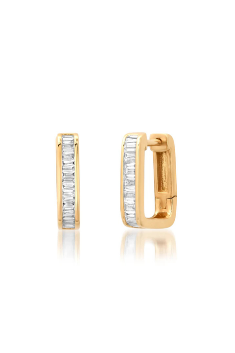 Baguette Diamond Huggies