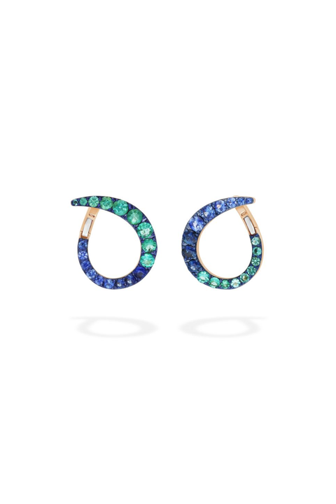 Emerald And Sapphire Grand Radiant Hoop Earrings