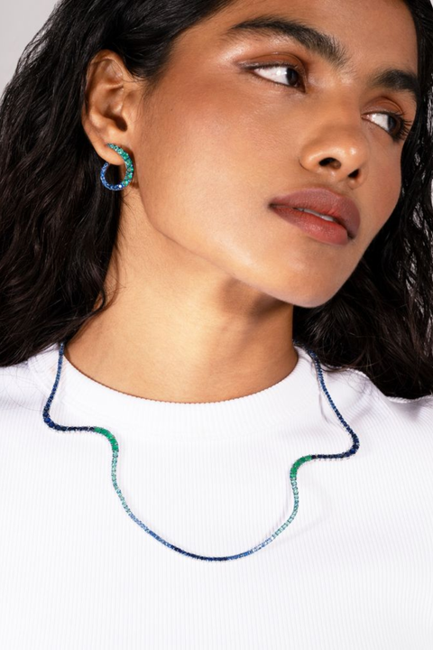 Emerald And Sapphire Grand Radiant Hoop Earrings