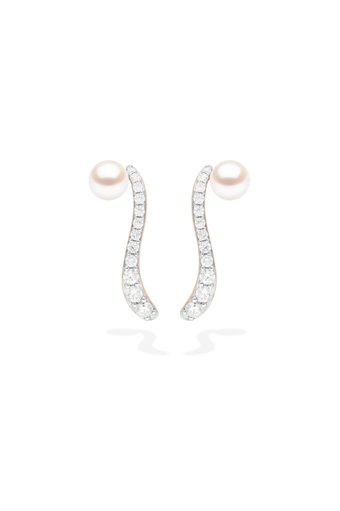 Pearl & Diamond Ray Earrings