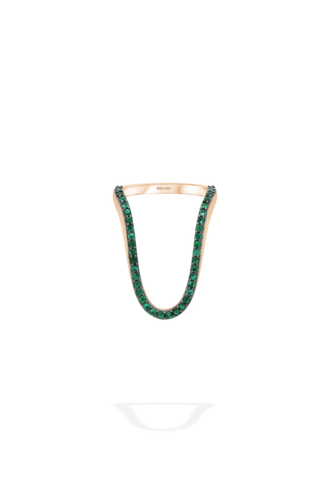 Radiant Ring Half Emerald Pavé