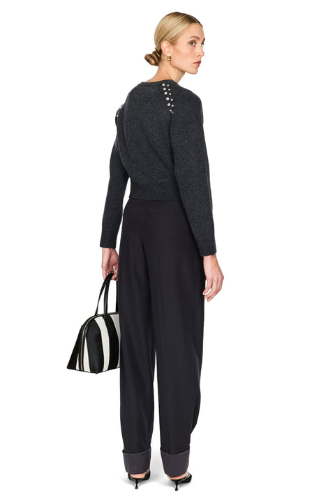 Compact Wool Studded Cardigan