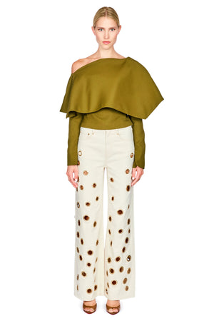 Back To Front Asymmetric Oversized Collar Top