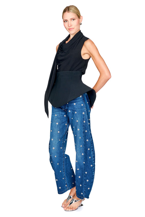 Studded Organic Jeans With Side Inserts