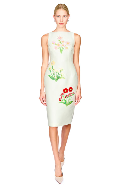 Eleanor Embellished Wool Midi Dress