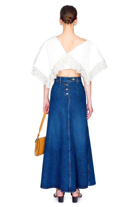 Flared Back To Front Skirt Ankle Length With Cutout