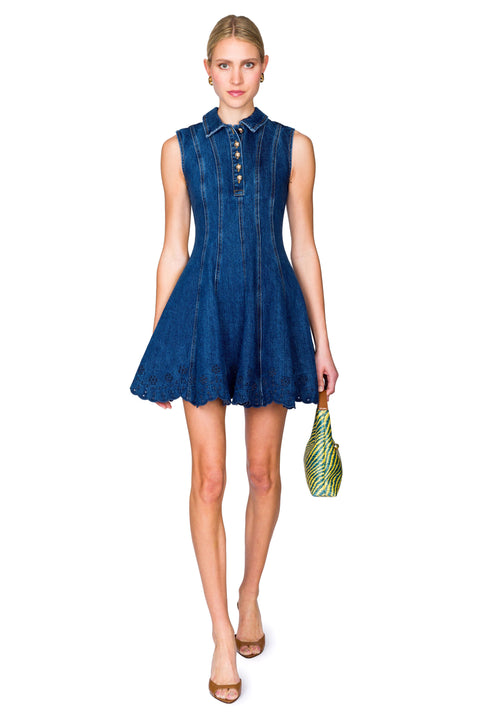 Denim Broderie Mini Dress