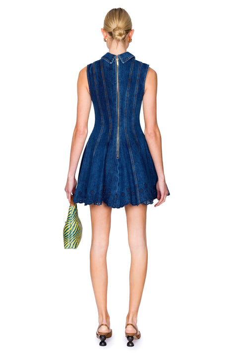 Denim Broderie Mini Dress