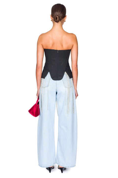Denim Trousers With Hotfix Crystal Belt