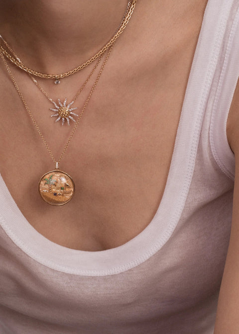 Floating Diamond Palm Chain Necklace
