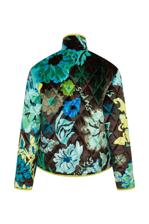 Dion Floral Printed Quilted Velvet Jacket