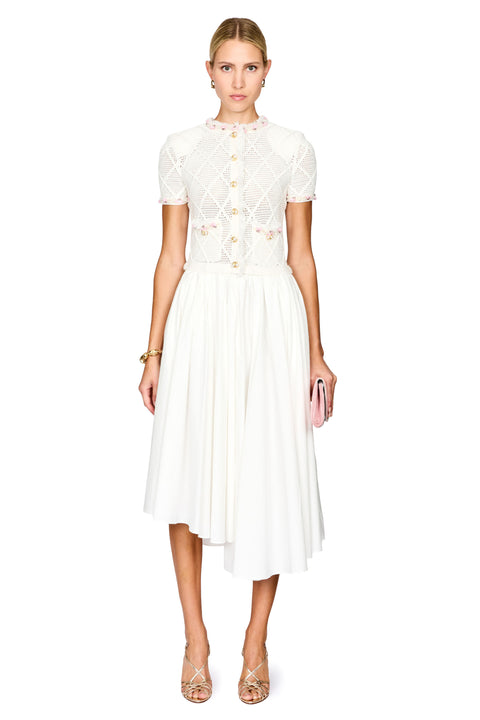 Fringe Knit Cotton Midi Dress
