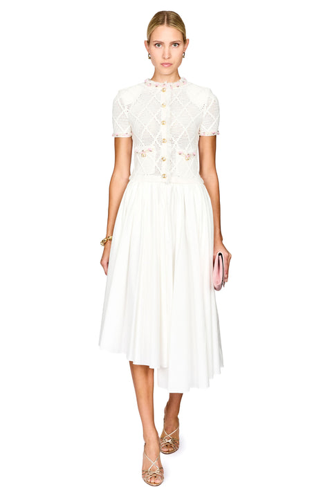Fringe Knit Cotton Midi Dress