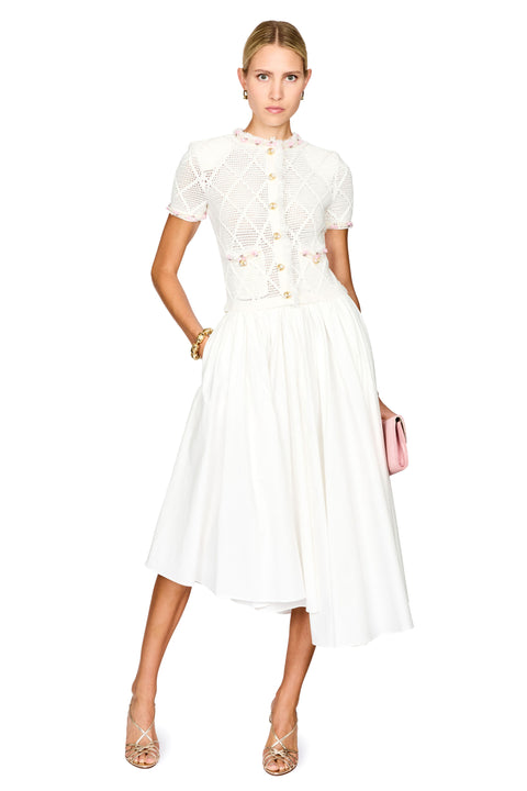 Fringe Knit Cotton Midi Dress