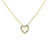 Image of the necklace laying flat, showing its open heart detailing and combo of Yellow Gold and Diamonds.  